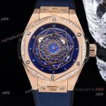 Swiss Quality Faux Hublot Big Bang Sang Bleu Citizen Watch set Diamond Bezel